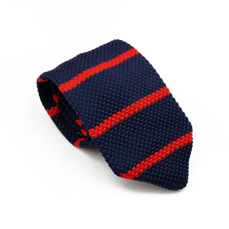 St. Augustine Stripes Cotton Polyester Knit Tie, Navy / Red sold by The Dark Knot Limited