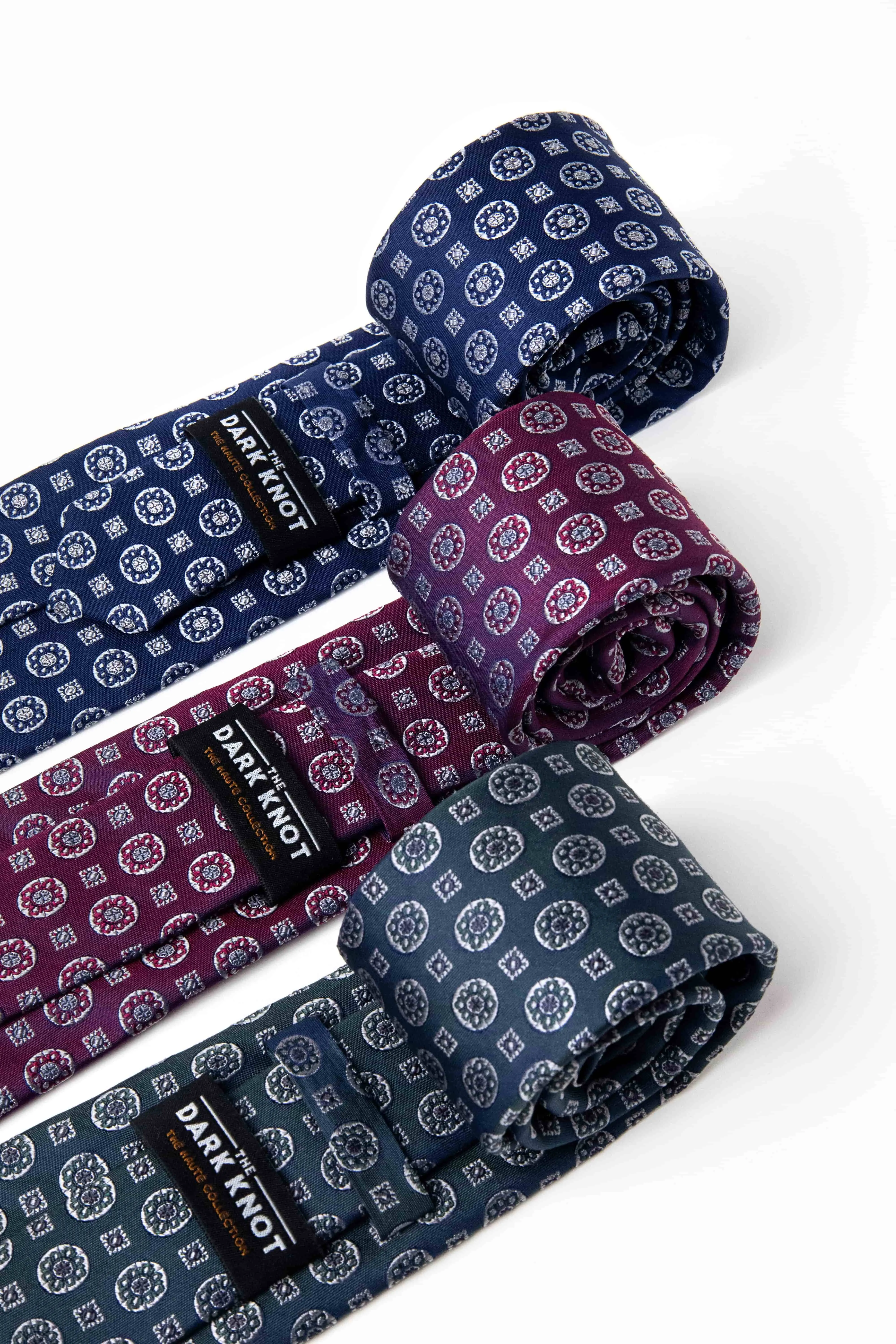 Milford Foulard Silk Tie, Burgundy / Silver sold by The Dark Knot Limited product image thumbnail 3