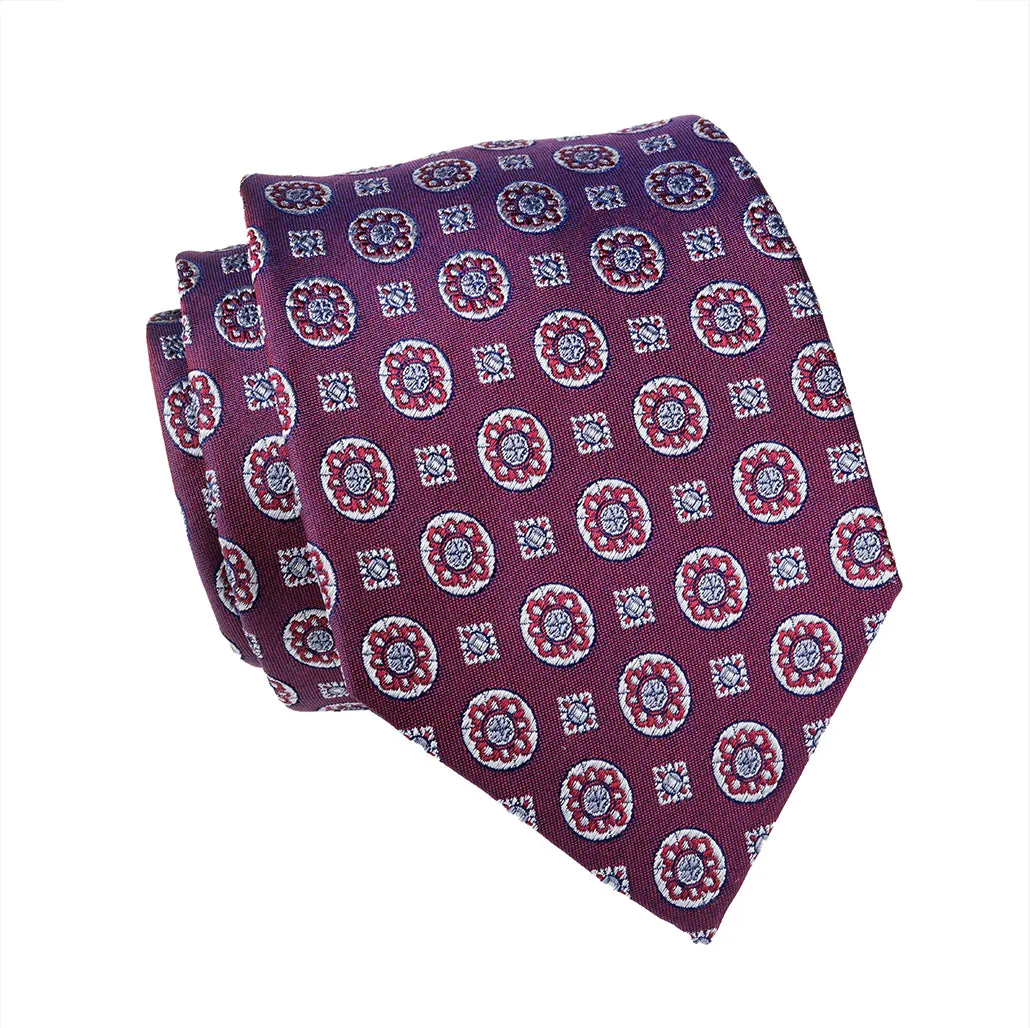 Milford Foulard Silk Tie, Burgundy / Silver sold by The Dark Knot Limited product image thumbnail 2