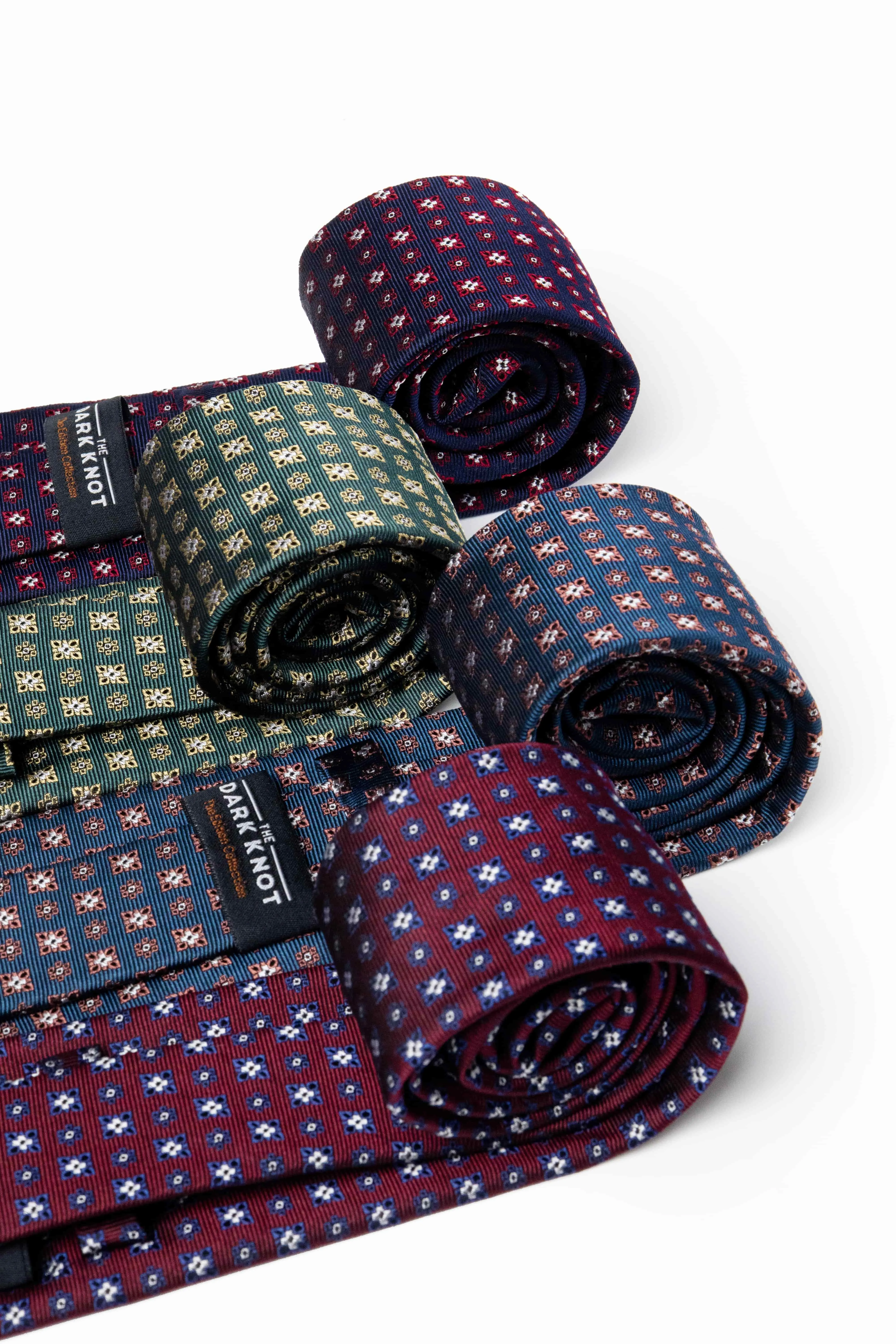 Lenox Foulard Silk Tie, Navy / Red / Silver sold by The Dark Knot Limited product image thumbnail 4