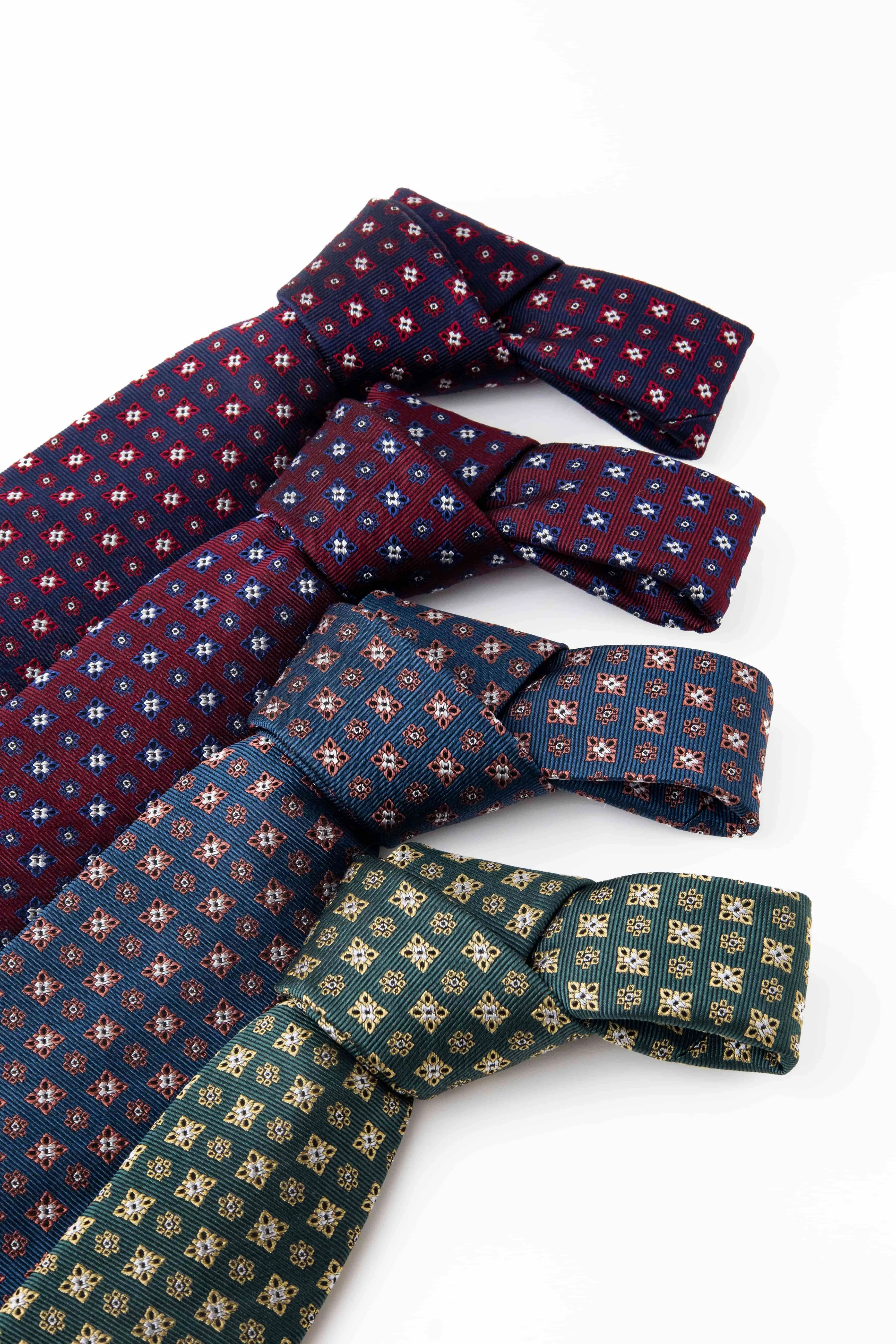 Lenox Foulard Silk Tie, Navy / Red / Silver sold by The Dark Knot Limited product image thumbnail 3