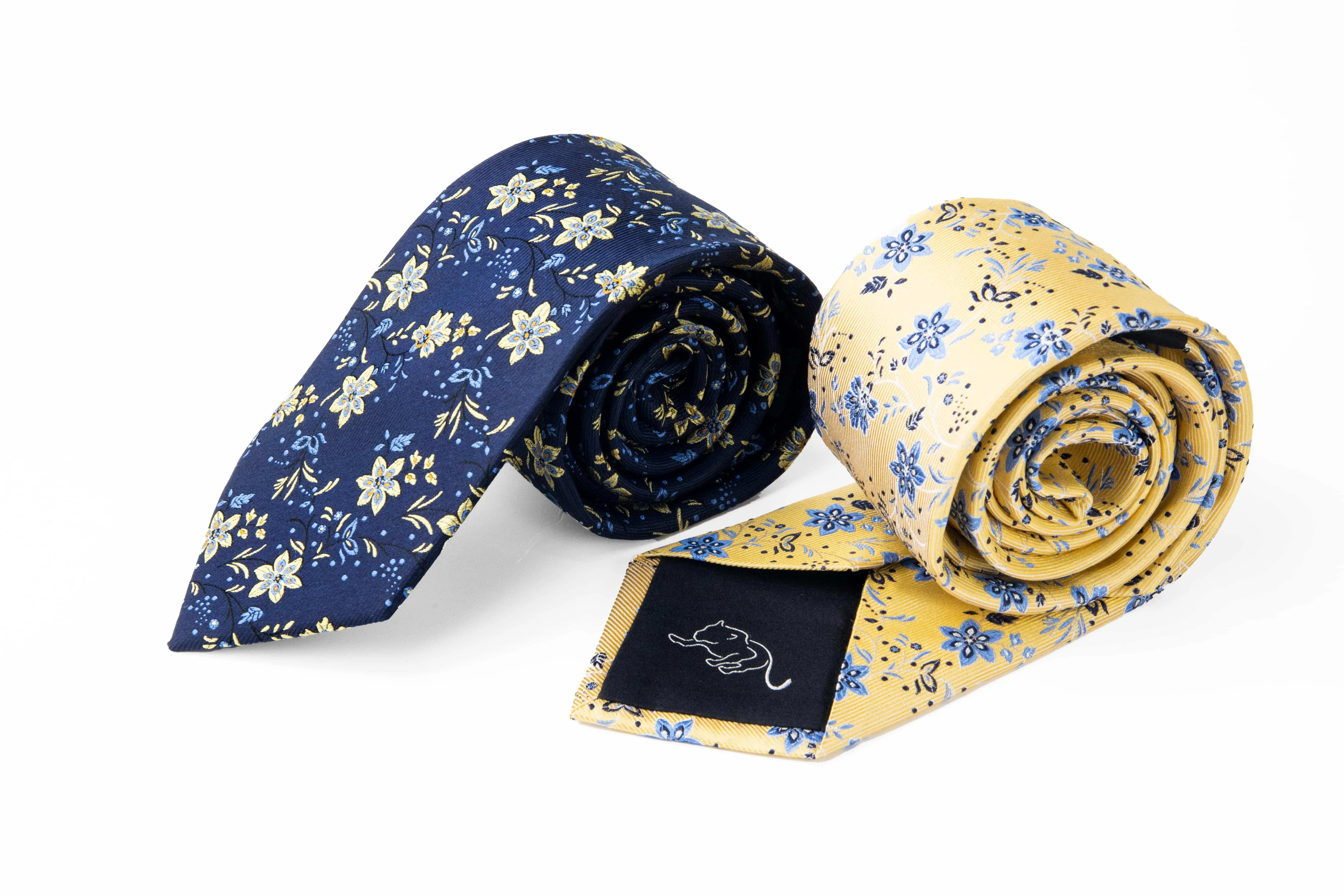 Lake George Floral Silk Tie, Yellow / Light Blue sold by The Dark Knot Limited product image thumbnail 3