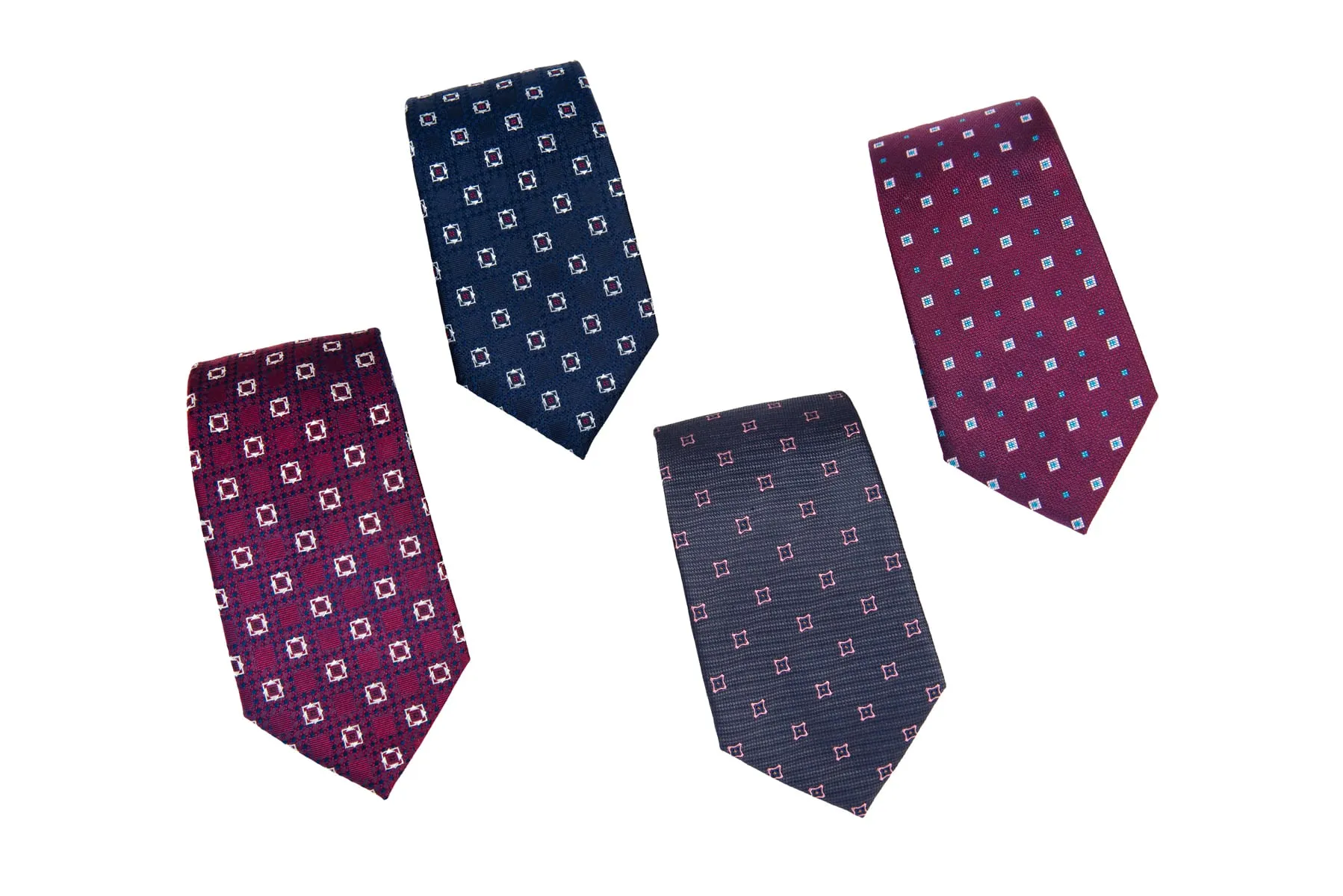 Florence Foulard Silk Tie, Burgundy / Silver / Navy sold by The Dark Knot Limited product image thumbnail 4