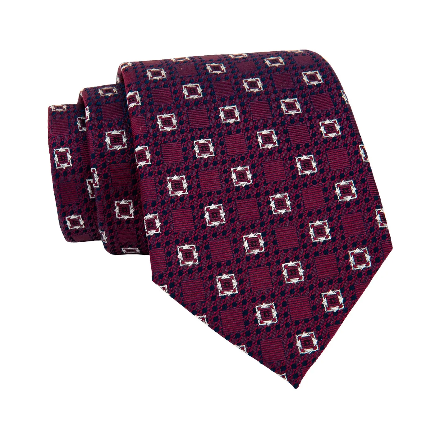 Florence Foulard Silk Tie, Burgundy / Silver / Navy sold by The Dark Knot Limited product image thumbnail 2