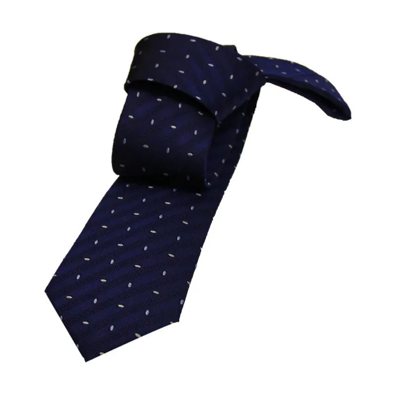Trumbull Abstract Skinny Silk Tie, Navy / Silver sold by The Dark Knot Limited