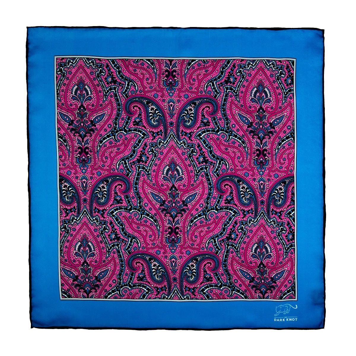 Conway Paisley Silk Pocket Square, Pink / Blue / Black sold by The Dark Knot Limited product image thumbnail 2