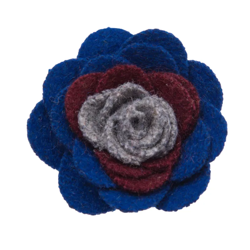Concord Lapel Flower, Blue / Burgundy / Grey sold by The Dark Knot Limited