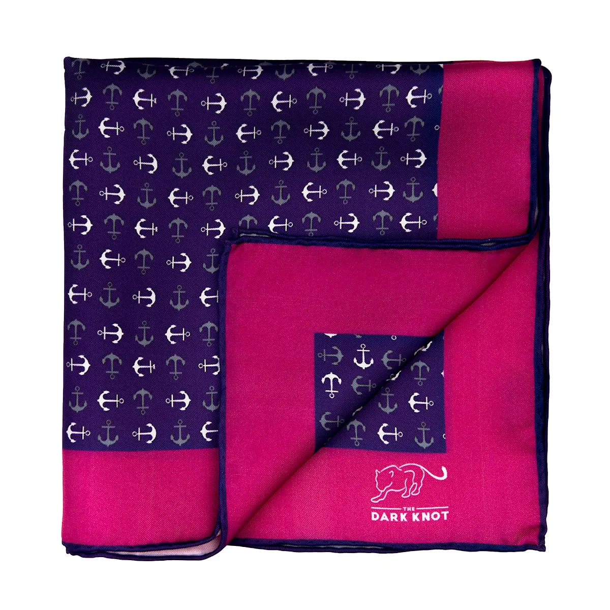 Stony Creek Anchor Silk Pocket Square, Purple / White / Grey sold by The Dark Knot Limited