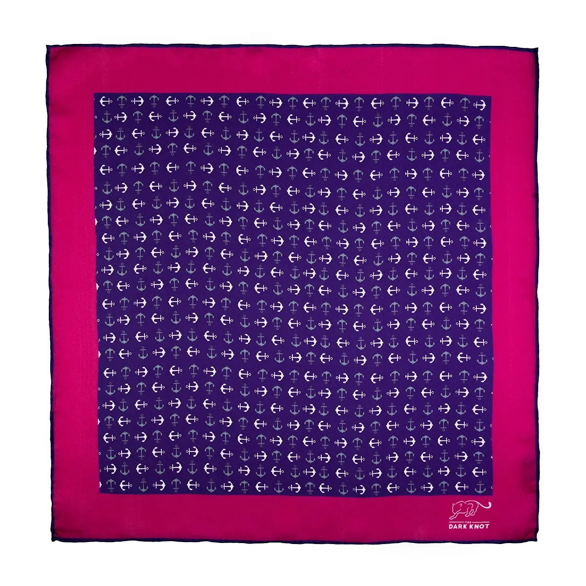 Stony Creek Anchor Silk Pocket Square, Purple / White / Grey sold by The Dark Knot Limited product image thumbnail 2
