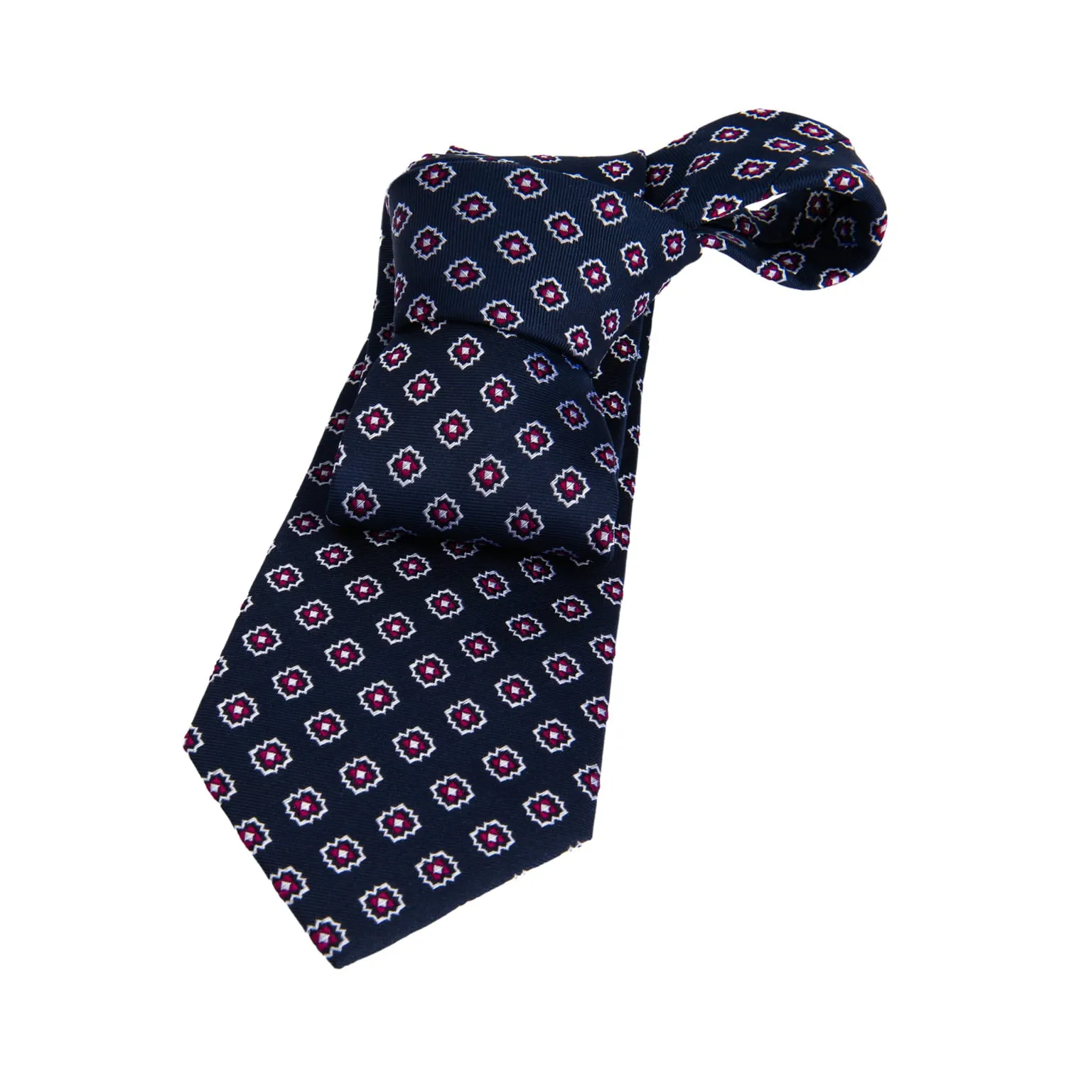 Monterey Foulard Silk Tie, Navy / Red sold by The Dark Knot Limited