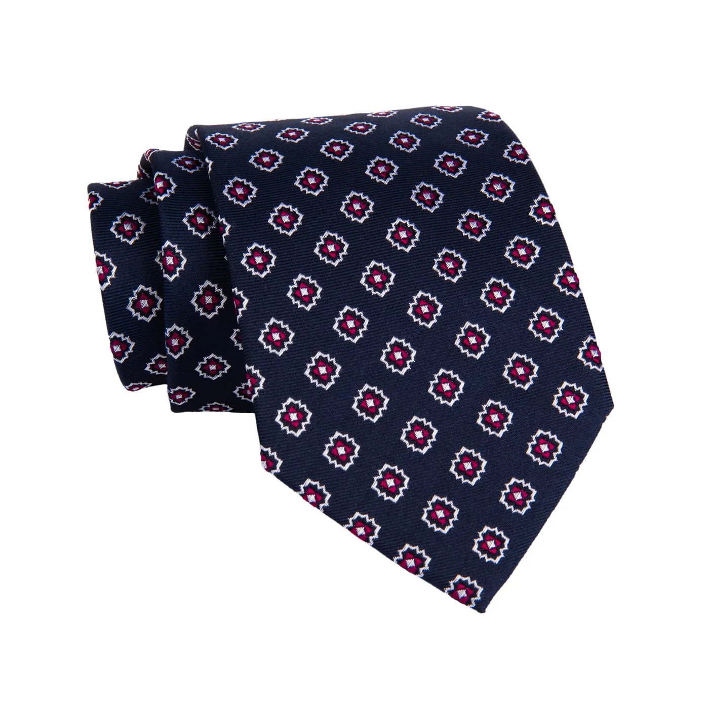 Monterey Foulard Silk Tie, Navy / Red sold by The Dark Knot Limited product image thumbnail 2