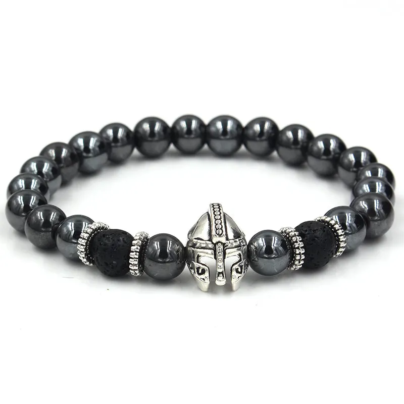 Oakland Silver Helmet Black Hermatite Beaded Bracelet sold by The Dark Knot Limited