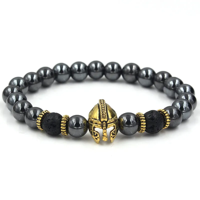 Oakland Gold Helmet Black Hermatite Beaded Bracelet sold by The Dark Knot Limited