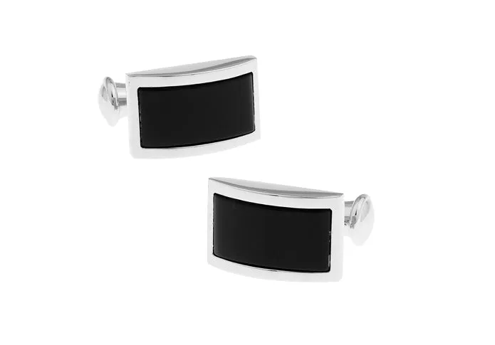 Oakfield Black Enamel Silver Rhodium Plated Cufflinks sold by The Dark Knot Limited