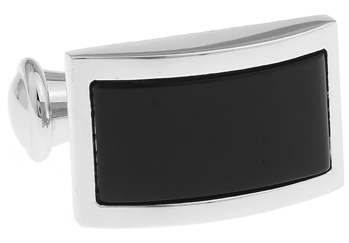 Oakfield Black Enamel Silver Rhodium Plated Cufflinks sold by The Dark Knot Limited product image thumbnail 2