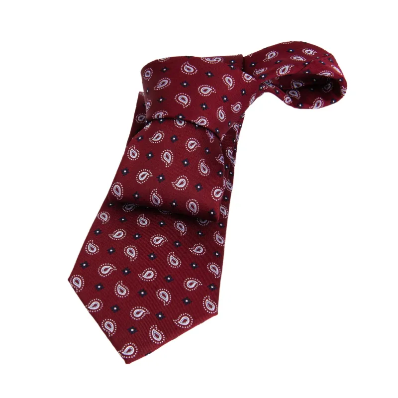 Bar Harbor Paisley Silk Tie, Red / Navy / Silver sold by The Dark Knot Limited