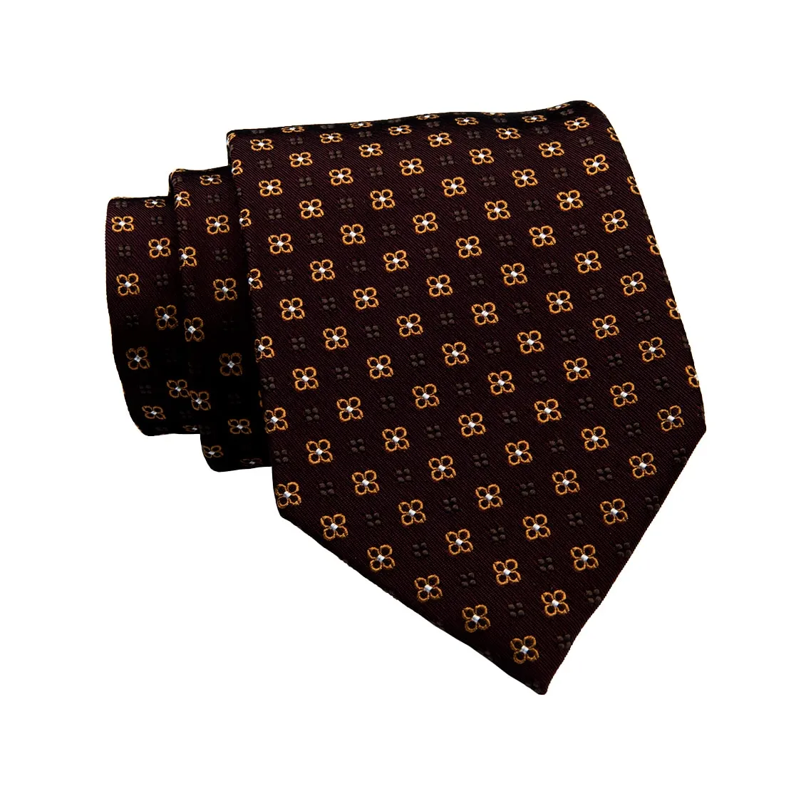 Millbury Foulard Silk Tie, Brown / Gold sold by The Dark Knot Limited product image thumbnail 2