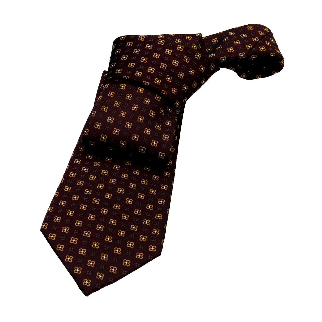 Millbury Foulard Silk Tie, Brown / Gold sold by The Dark Knot Limited
