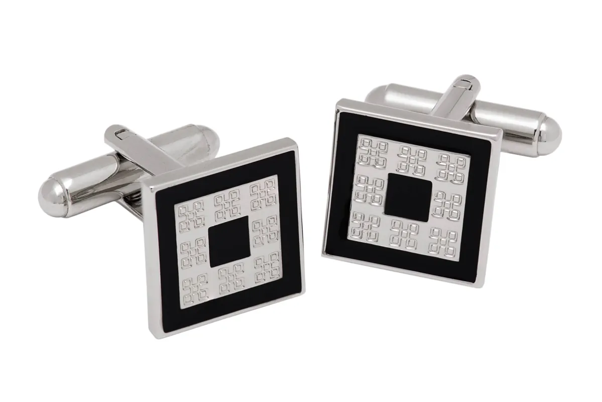 Stannard Black & Silver Rhodium Plated Cufflinks sold by The Dark Knot Limited