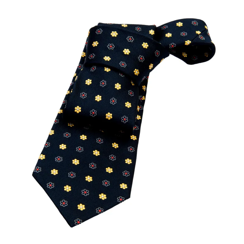 Berkshire Abstract Silk Tie, Navy / Yellow sold by The Dark Knot Limited