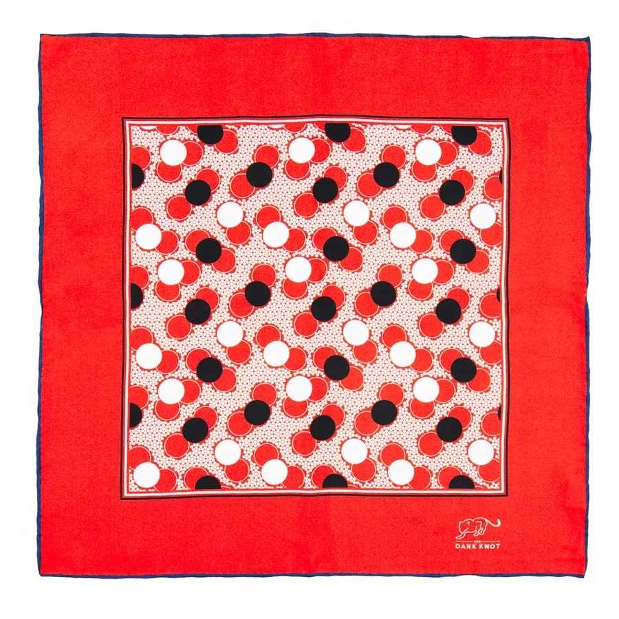 Colchester Dots Silk Pocket Square, Red / White / Black sold by The Dark Knot Limited product image thumbnail 2