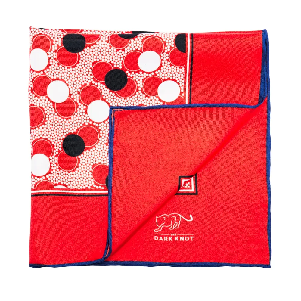 Colchester Dots Silk Pocket Square, Red / White / Black sold by The Dark Knot Limited