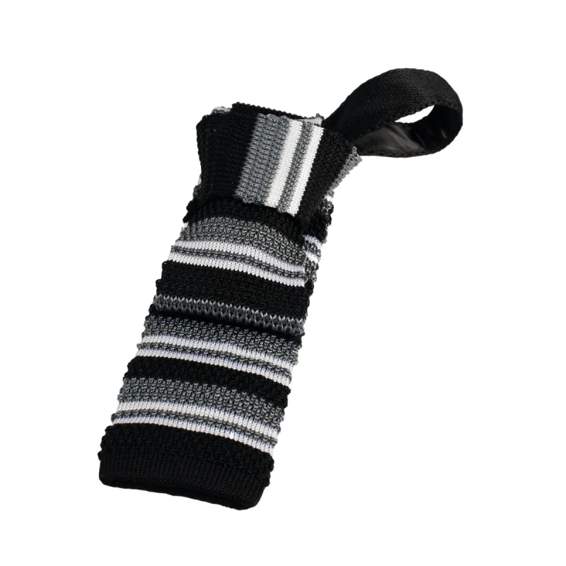 Stratford Stripes Knitted Silk  Tie, Grey / Black / White sold by The Dark Knot Limited
