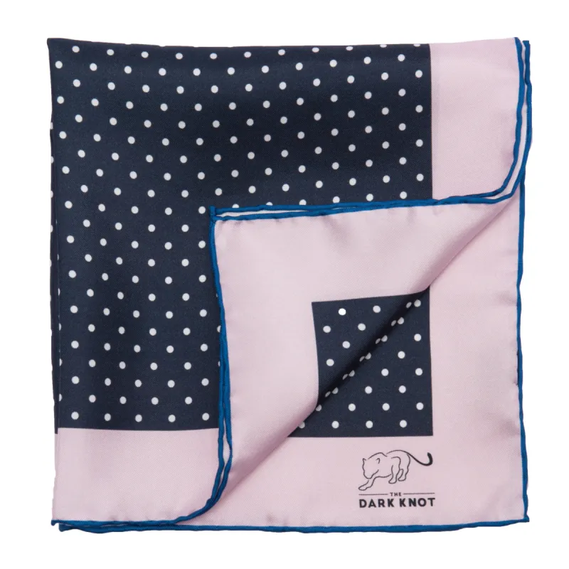 Ashland Dots Silk Pocket Square, Navy / White sold by The Dark Knot Limited