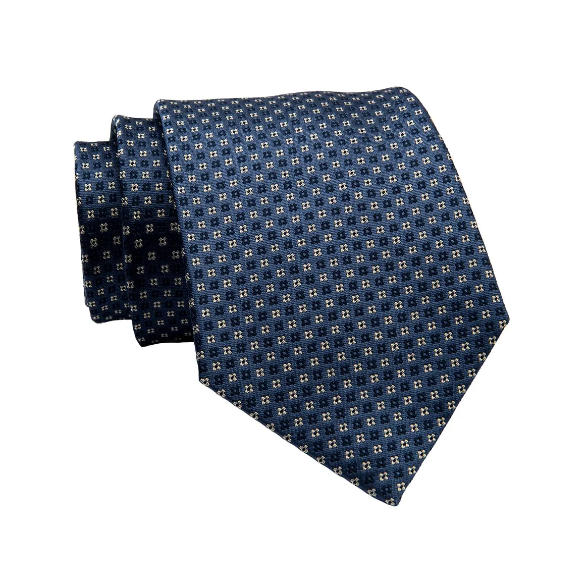 Dorchester Foulard Silk Tie, Bluish Grey / Navy / Silver sold by The Dark Knot Limited product image thumbnail 2
