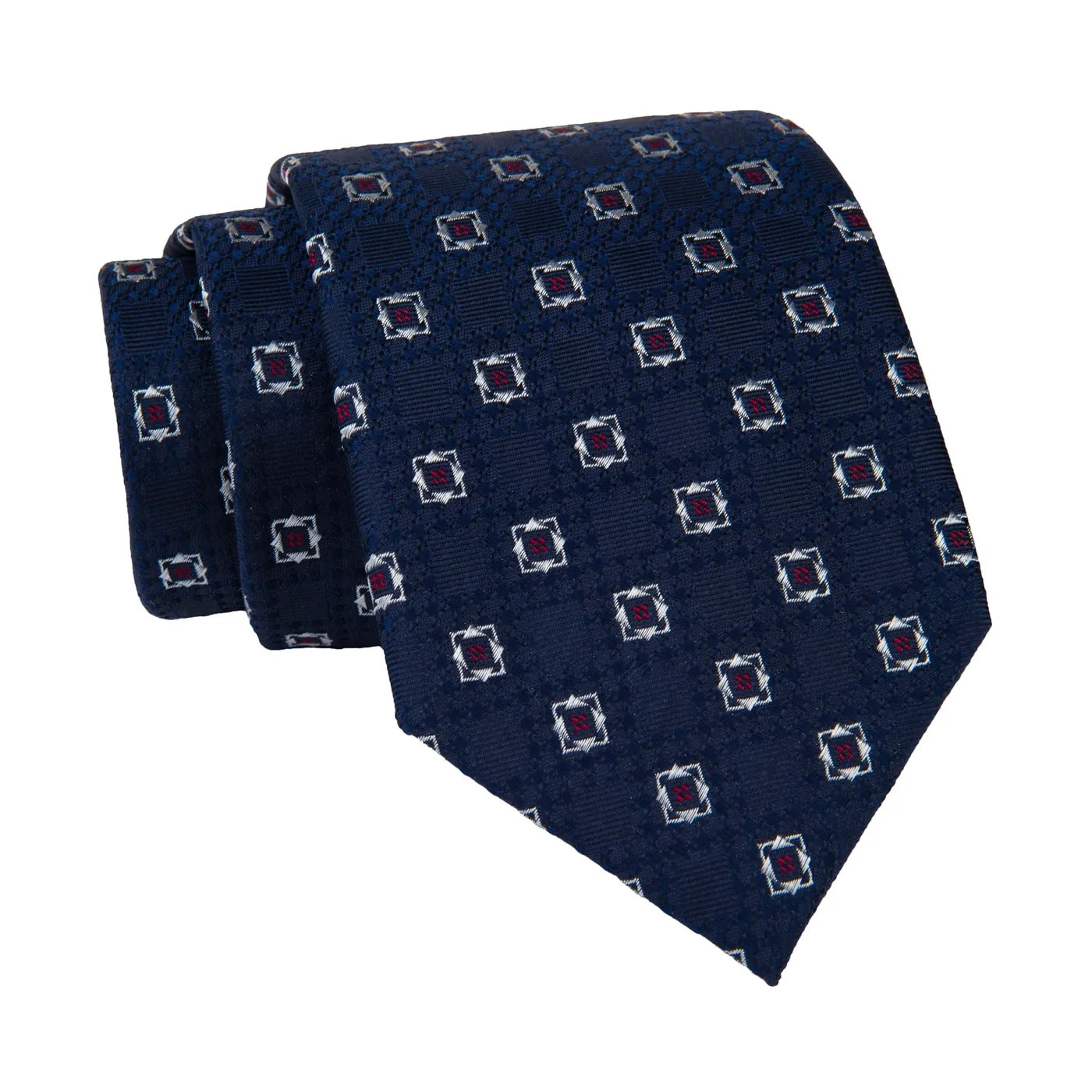 Florence Foulard Silk Tie, Navy / Red / Silver sold by The Dark Knot Limited product image thumbnail 2