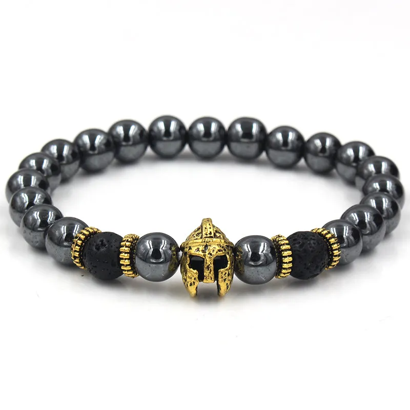 Oakland Opaque Gold Helmet Black Hermatite Beaded Bracelet sold by The Dark Knot Limited