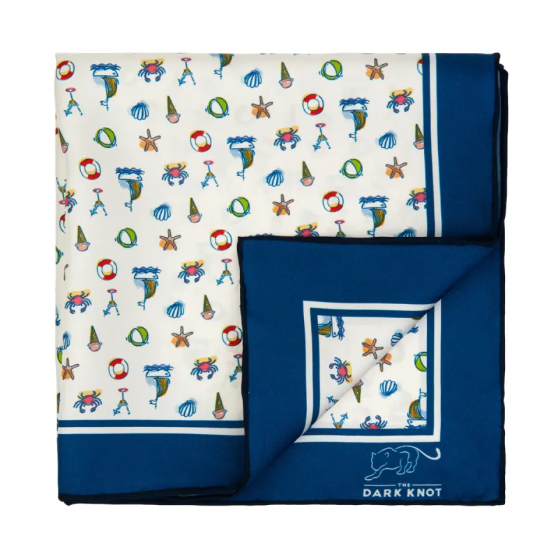 Bahamas Party White Silk Pocket Square sold by The Dark Knot Limited