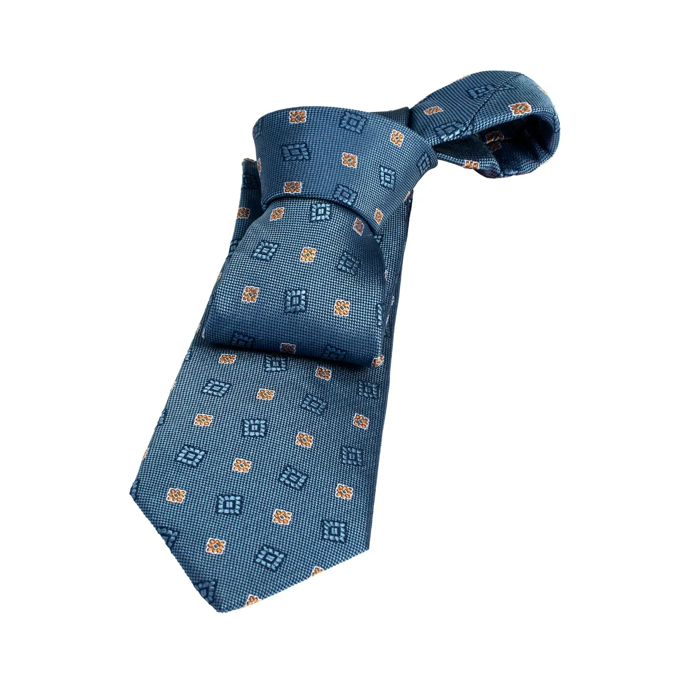 Derry Foulard Silk Tie, Light Blue / Orange sold by The Dark Knot Limited