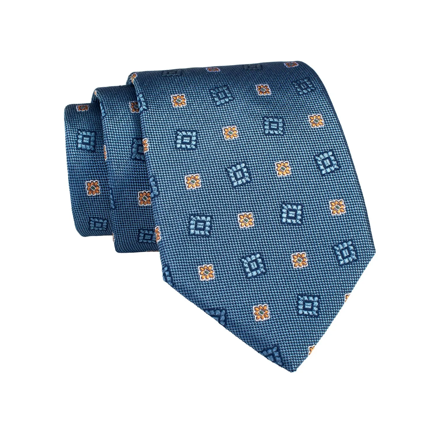 Derry Foulard Silk Tie, Light Blue / Orange sold by The Dark Knot Limited product image thumbnail 2