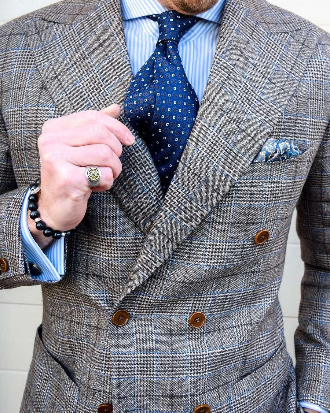 Georgetown Foulard Silk Tie, Navy / Blue / Brown sold by The Dark Knot Limited product image thumbnail 4