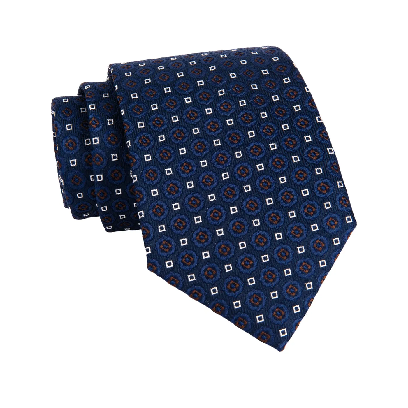 Georgetown Foulard Silk Tie, Navy / Blue / Brown sold by The Dark Knot Limited product image thumbnail 2