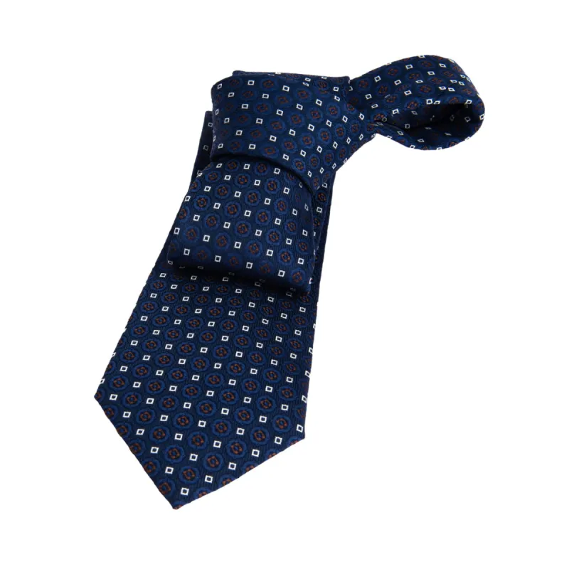 Georgetown Foulard Silk Tie, Navy / Blue / Brown sold by The Dark Knot Limited