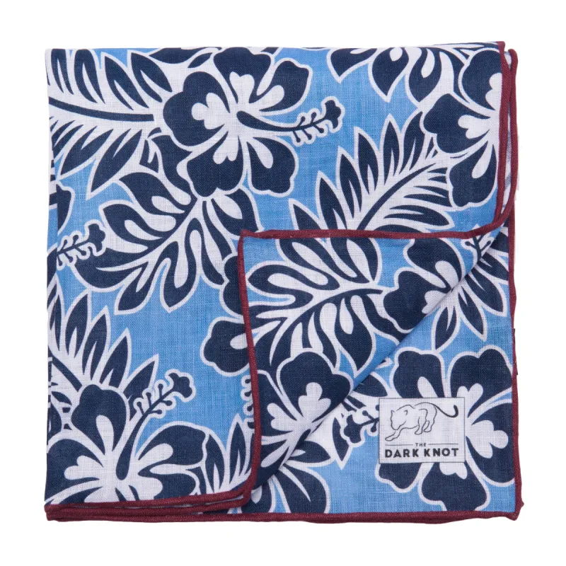 Lake George Linen Pocket Square, Blue / White / Navy sold by The Dark Knot Limited