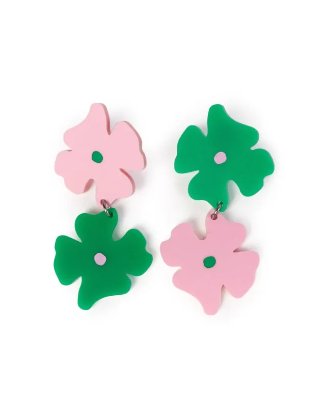 Pink & Green Blossom Dangle Earrings sold by The Somewhere Co.