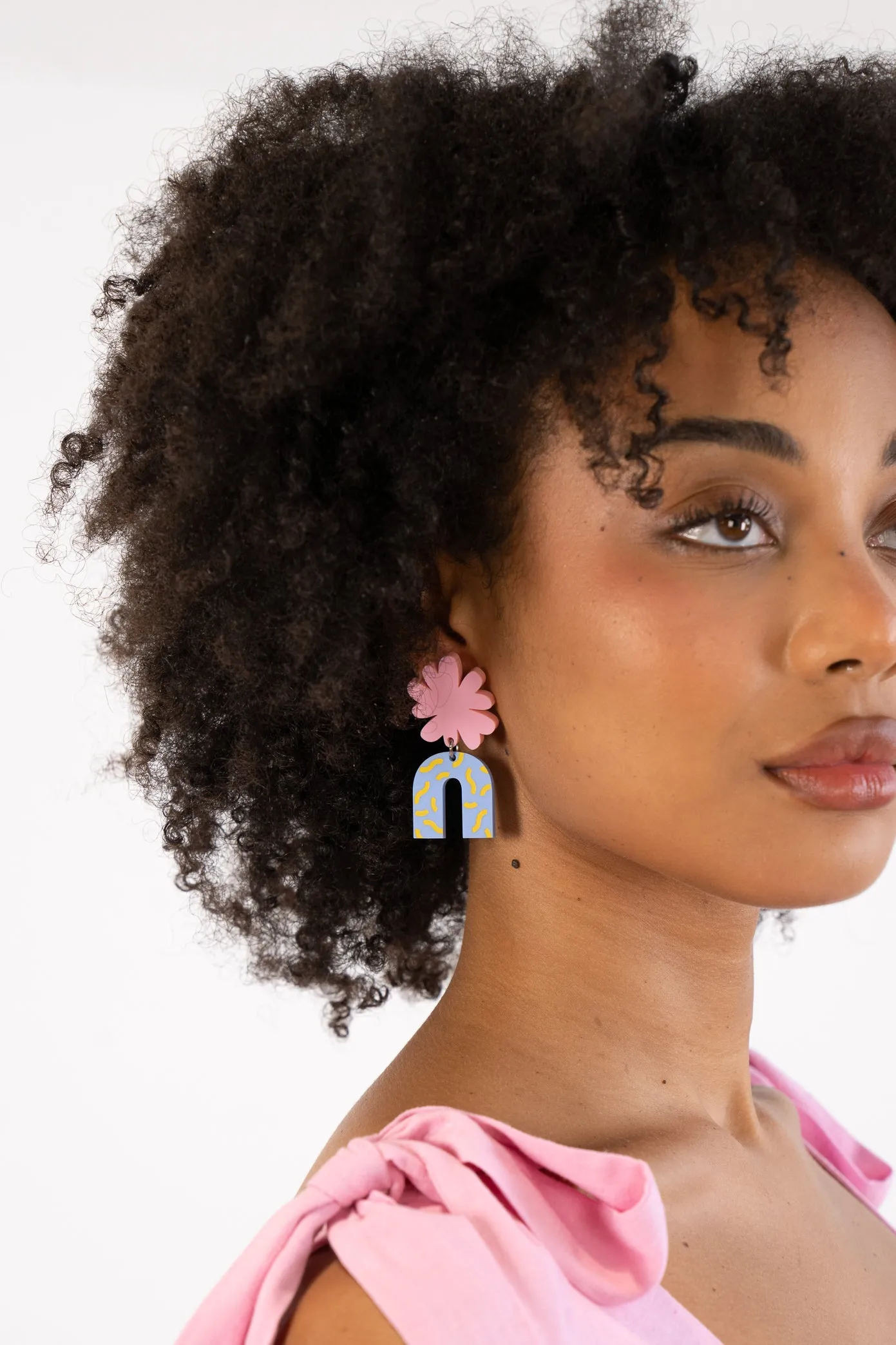 Pink & Blue Arch Dangle Earrings sold by The Somewhere Co. product image thumbnail 5