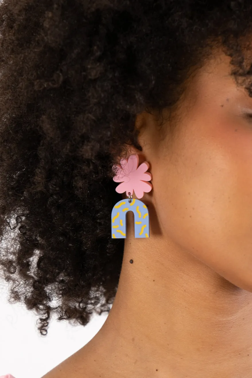 Pink & Blue Arch Dangle Earrings sold by The Somewhere Co. product image thumbnail 4