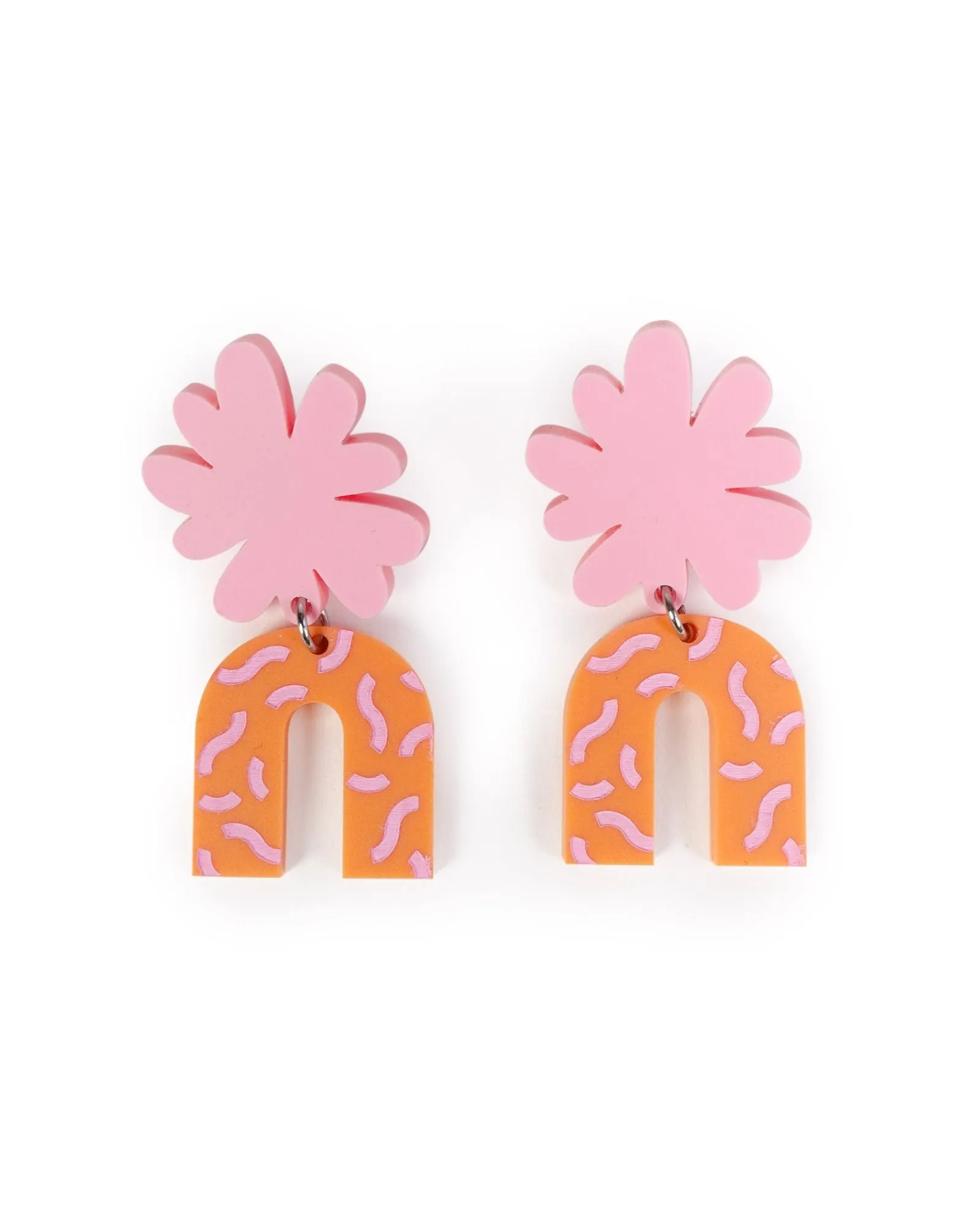 Pink & Orange Arch Dangle Earrings sold by The Somewhere Co.