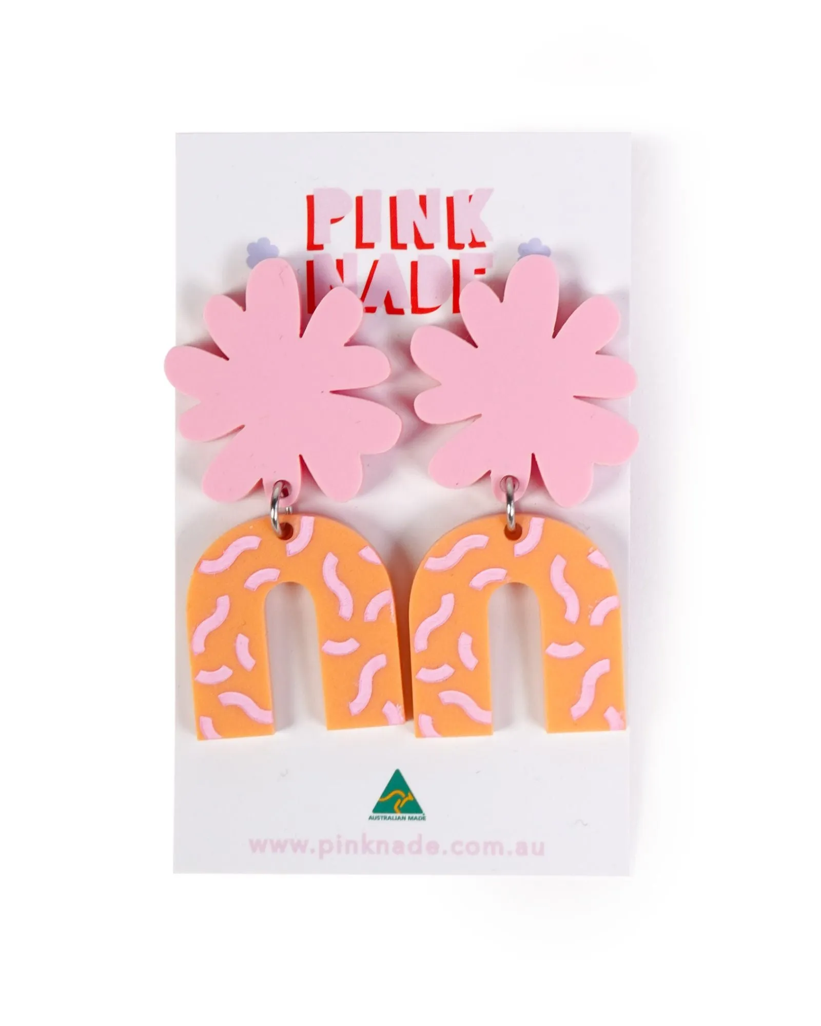 Pink & Orange Arch Dangle Earrings sold by The Somewhere Co. product image thumbnail 3