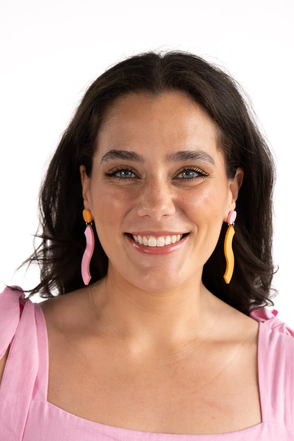 Pink & Orange Wave Dangle Earrings sold by The Somewhere Co. product image thumbnail 5