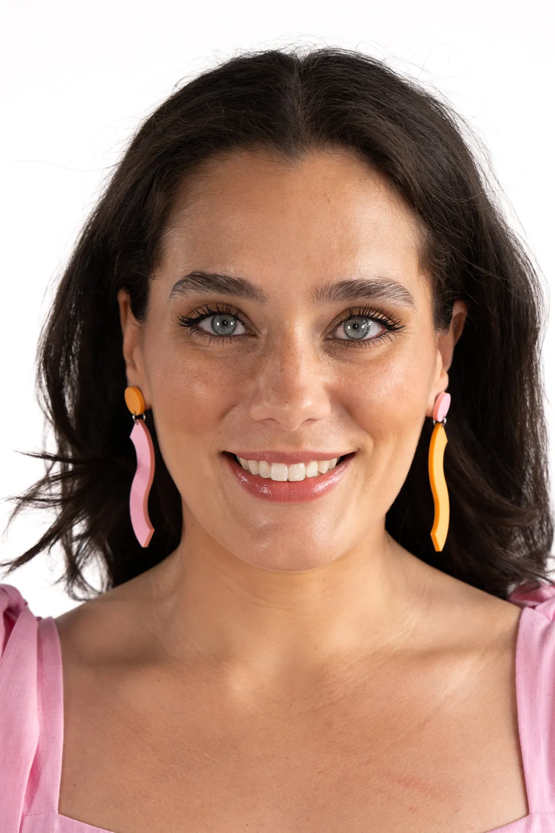 Pink & Orange Wave Dangle Earrings sold by The Somewhere Co. product image thumbnail 2