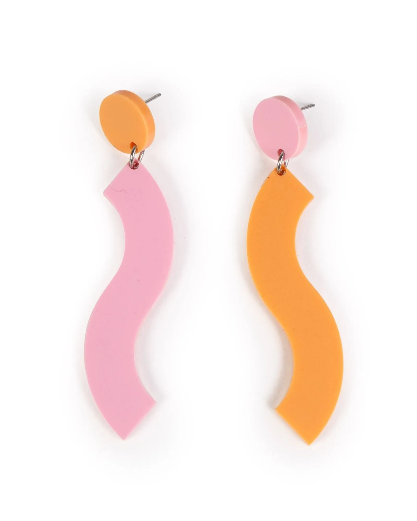 Pink & Orange Wave Dangle Earrings sold by The Somewhere Co.