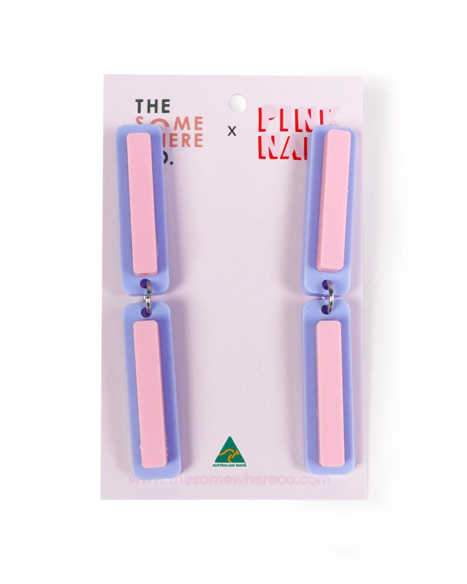 Pink & Blue Stripe Dangle Earrings sold by The Somewhere Co. product image thumbnail 2