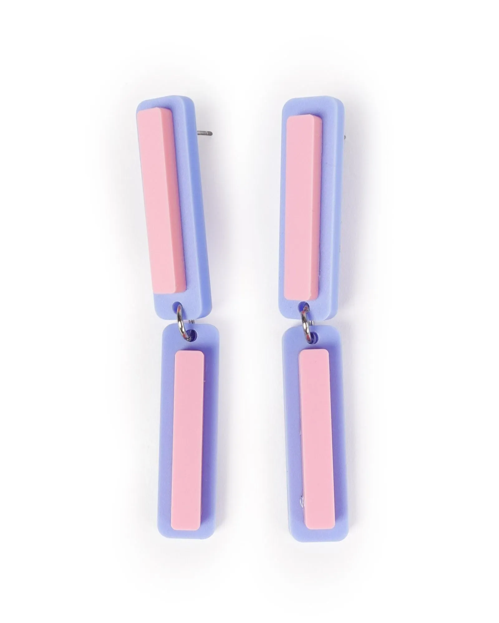 Pink & Blue Stripe Dangle Earrings sold by The Somewhere Co.