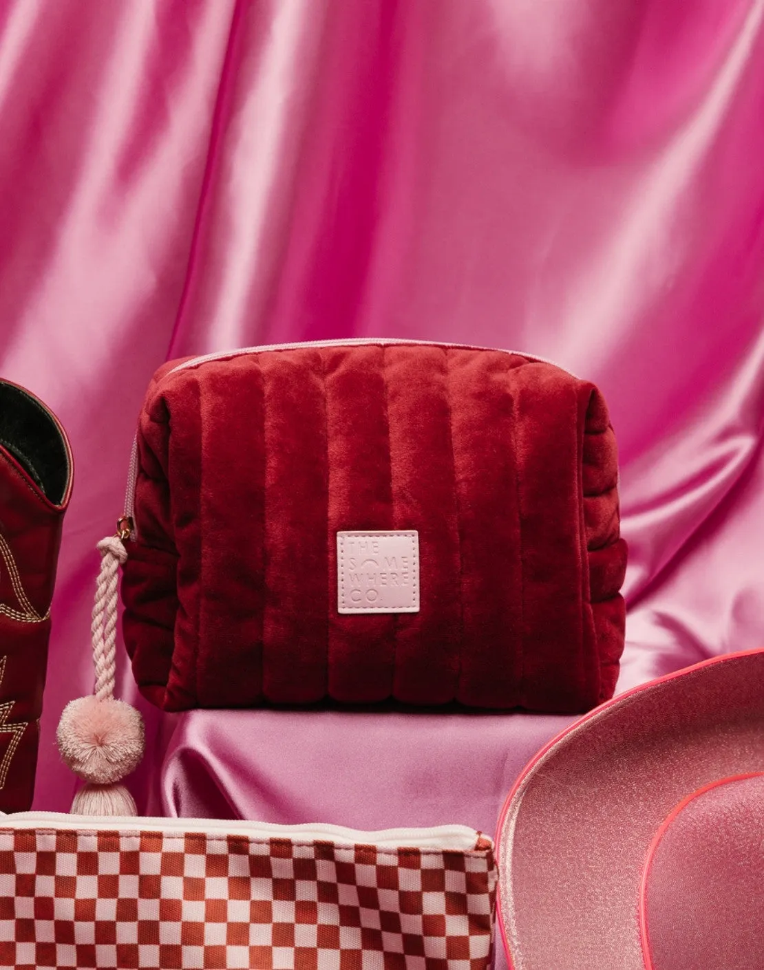 Burgundy Velvet Cosmetic Case sold by The Somewhere Co. product image thumbnail 2