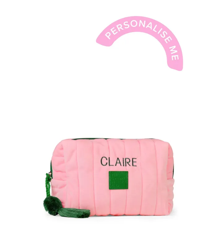 Personalised Pink Velvet Cosmetic Case sold by The Somewhere Co.